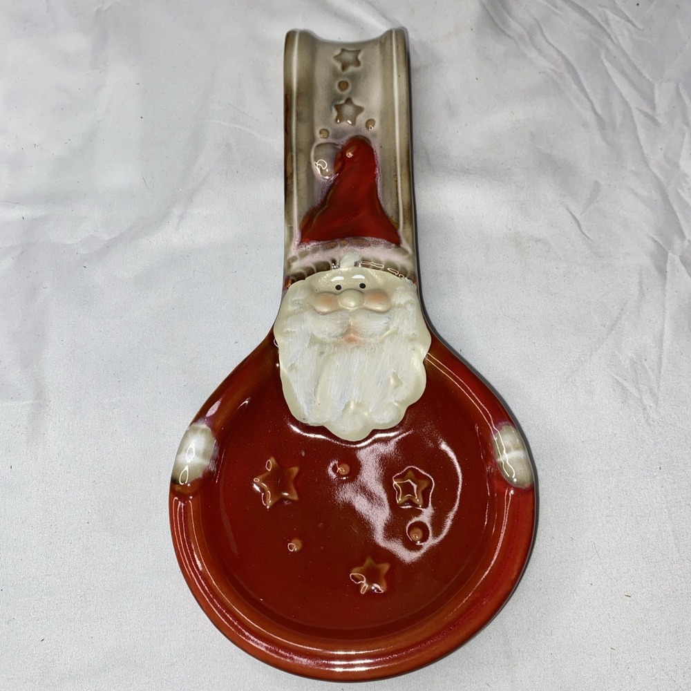 Kirkland's Potter's Garden Vintage Christmas Santa Spoon Rest Hand Painted
